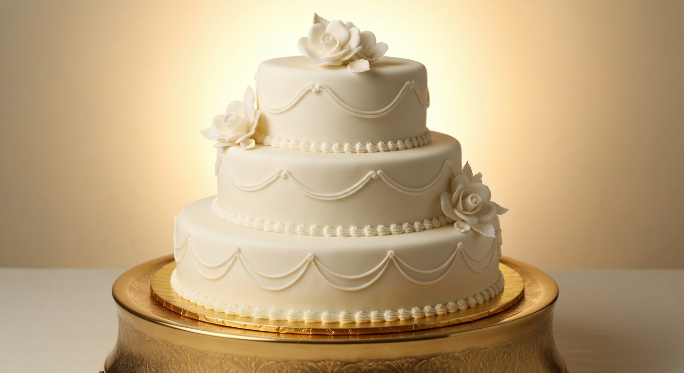 Elegant three-tier wedding cake by Nassu Licious